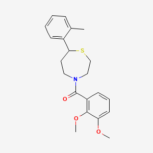 molecular formula C21H25NO3S B2893751 (2,3-Dimethoxyphenyl)(7-(o-tolyl)-1,4-thiazepan-4-yl)methanone CAS No. 1705429-48-6