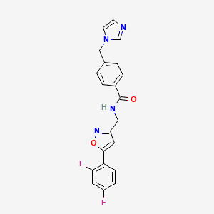 molecular formula C21H16F2N4O2 B2893752 4-((1H-咪唑-1-基)甲基)-N-((5-(2,4-二氟苯基)异恶唑-3-基)甲基)苯甲酰胺 CAS No. 1211153-57-9