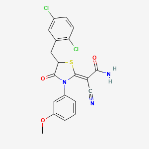 (Z)-2-cyano-2-(5-(2,5-dichlorobenzyl)-3-(3-methoxyphenyl)-4-oxothiazolidin-2-ylidene)acetamide