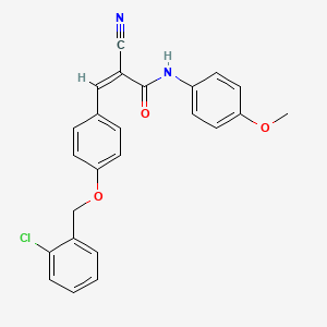 molecular formula C24H19ClN2O3 B2893770 (Z)-3-[4-[(2-Chlorophenyl)methoxy]phenyl]-2-cyano-N-(4-methoxyphenyl)prop-2-enamide CAS No. 357963-37-2