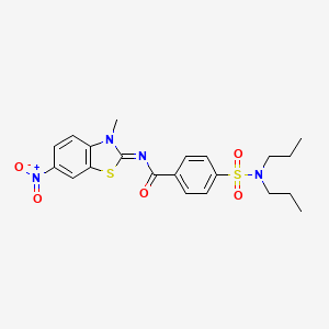 molecular formula C21H24N4O5S2 B2893773 4-(dipropylsulfamoyl)-N-(3-methyl-6-nitro-1,3-benzothiazol-2-ylidene)benzamide CAS No. 850910-44-0