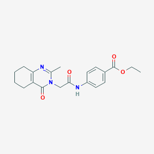 molecular formula C20H23N3O4 B2893779 ethyl 4-(2-(2-methyl-4-oxo-5,6,7,8-tetrahydroquinazolin-3(4H)-yl)acetamido)benzoate CAS No. 1251570-68-9