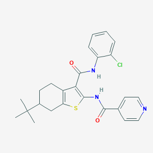 molecular formula C25H26ClN3O2S B289378 N-(6-tert-butyl-3-{[(2-chlorophenyl)amino]carbonyl}-4,5,6,7-tetrahydro-1-benzothien-2-yl)isonicotinamide 