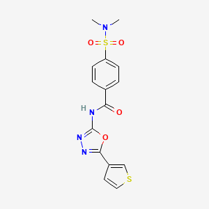 molecular formula C15H14N4O4S2 B2893783 4-(N,N-dimethylsulfamoyl)-N-(5-(thiophen-3-yl)-1,3,4-oxadiazol-2-yl)benzamide CAS No. 1226433-40-4
