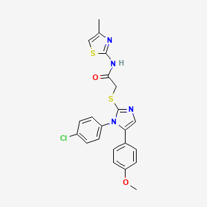 2-((1-(4-chlorophenyl)-5-(4-methoxyphenyl)-1H-imidazol-2-yl)thio)-N-(4-methylthiazol-2-yl)acetamide