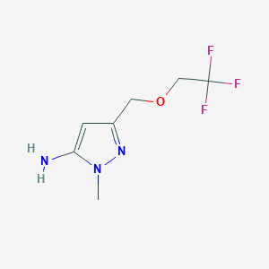 molecular formula C7H10F3N3O B2893796 1-methyl-3-[(2,2,2-trifluoroethoxy)methyl]-1H-pyrazol-5-amine CAS No. 1856095-43-6