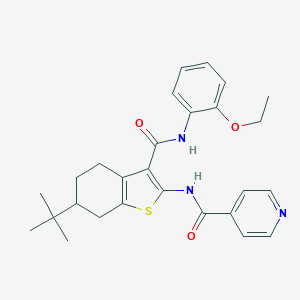 molecular formula C27H31N3O3S B289380 N-(6-tert-butyl-3-{[(2-ethoxyphenyl)amino]carbonyl}-4,5,6,7-tetrahydro-1-benzothien-2-yl)isonicotinamide 