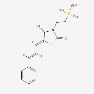 molecular formula C14H13NO4S3 B2893803 2-((Z)-4-oxo-5-((E)-3-phenylallylidene)-2-thioxothiazolidin-3-yl)ethanesulfonic acid CAS No. 1191105-54-0