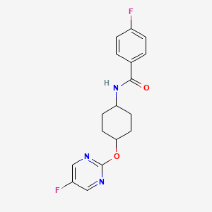 molecular formula C17H17F2N3O2 B2893807 4-fluoro-N-((1r,4r)-4-((5-fluoropyrimidin-2-yl)oxy)cyclohexyl)benzamide CAS No. 2034502-09-3