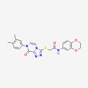 N-(2,3-dihydrobenzo[b][1,4]dioxin-6-yl)-2-((7-(3,4-dimethylphenyl)-8-oxo-7,8-dihydro-[1,2,4]triazolo[4,3-a]pyrazin-3-yl)thio)acetamide