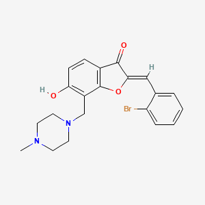 molecular formula C21H21BrN2O3 B2893821 (Z)-2-(2-bromobenzylidene)-6-hydroxy-7-((4-methylpiperazin-1-yl)methyl)benzofuran-3(2H)-one CAS No. 896846-80-3
