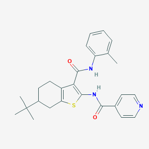 molecular formula C26H29N3O2S B289385 N-[6-tert-butyl-3-(2-toluidinocarbonyl)-4,5,6,7-tetrahydro-1-benzothien-2-yl]isonicotinamide 