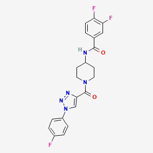 molecular formula C21H18F3N5O2 B2893851 3,4-二氟-N-(1-(1-(4-氟苯基)-1H-1,2,3-三唑-4-羰基)哌啶-4-基)苯甲酰胺 CAS No. 1251573-39-3