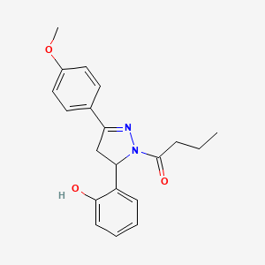 molecular formula C20H22N2O3 B2893858 1-(5-(2-hydroxyphenyl)-3-(4-methoxyphenyl)-4,5-dihydro-1H-pyrazol-1-yl)butan-1-one CAS No. 923165-00-8