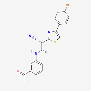 molecular formula C20H14BrN3OS B2893860 (2E)-3-[(3-acetylphenyl)amino]-2-[4-(4-bromophenyl)-1,3-thiazol-2-yl]prop-2-enenitrile CAS No. 683258-59-5