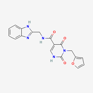 molecular formula C18H15N5O4 B2893864 N-((1H-benzo[d]imidazol-2-yl)methyl)-3-(furan-2-ylmethyl)-2,4-dioxo-1,2,3,4-tetrahydropyrimidine-5-carboxamide CAS No. 1396685-88-3