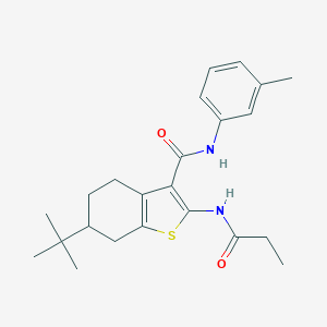 molecular formula C23H30N2O2S B289387 6-tert-butyl-N-(3-methylphenyl)-2-(propionylamino)-4,5,6,7-tetrahydro-1-benzothiophene-3-carboxamide 