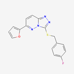 molecular formula C16H11FN4OS B2893870 3-((4-氟苄基)硫代)-6-(呋喃-2-基)-[1,2,4]三唑并[4,3-b]哒嗪 CAS No. 891098-05-8