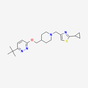 molecular formula C21H30N4OS B2893876 4-[[4-[(6-Tert-butylpyridazin-3-yl)oxymethyl]piperidin-1-yl]methyl]-2-cyclopropyl-1,3-thiazole CAS No. 2309574-62-5