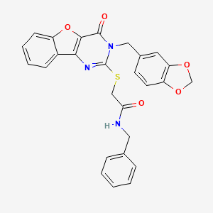 2-{[3-(1,3-benzodioxol-5-ylmethyl)-4-oxo-3,4-dihydro[1]benzofuro[3,2-d]pyrimidin-2-yl]sulfanyl}-N-benzylacetamide