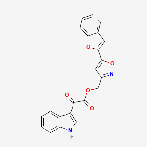 molecular formula C23H16N2O5 B2893894 （5-(苯并呋喃-2-基)异恶唑-3-基)甲基 2-(2-甲基-1H-吲哚-3-基)-2-氧代乙酸酯 CAS No. 1105203-37-9