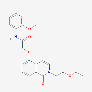 molecular formula C22H24N2O5 B2893897 2-{[2-(2-ethoxyethyl)-1-oxo-1,2-dihydroisoquinolin-5-yl]oxy}-N-(2-methoxyphenyl)acetamide CAS No. 898411-93-3