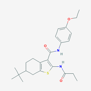 molecular formula C24H32N2O3S B289390 6-tert-butyl-N-(4-ethoxyphenyl)-2-(propionylamino)-4,5,6,7-tetrahydro-1-benzothiophene-3-carboxamide 