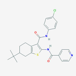 molecular formula C25H26ClN3O2S B289391 N-{6-tert-butyl-3-[(4-chloroanilino)carbonyl]-4,5,6,7-tetrahydro-1-benzothien-2-yl}isonicotinamide 