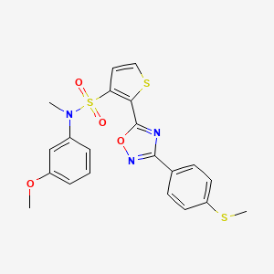 molecular formula C21H19N3O4S3 B2893912 N-(3-methoxyphenyl)-N-methyl-2-{3-[4-(methylsulfanyl)phenyl]-1,2,4-oxadiazol-5-yl}thiophene-3-sulfonamide CAS No. 1206989-07-2