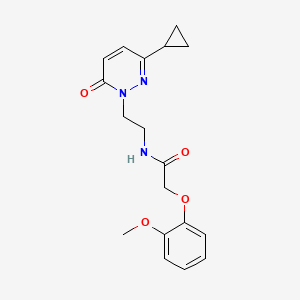 molecular formula C18H21N3O4 B2893916 N-(2-(3-cyclopropyl-6-oxopyridazin-1(6H)-yl)ethyl)-2-(2-methoxyphenoxy)acetamide CAS No. 2097857-14-0