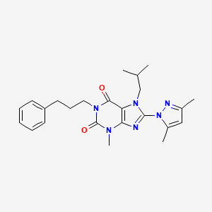 molecular formula C24H30N6O2 B2893924 8-(3,5-dimethyl-1H-pyrazol-1-yl)-7-isobutyl-3-methyl-1-(3-phenylpropyl)-1H-purine-2,6(3H,7H)-dione CAS No. 1014029-62-9