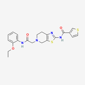 molecular formula C21H22N4O3S2 B2893926 N-(5-(2-((2-ethoxyphenyl)amino)-2-oxoethyl)-4,5,6,7-tetrahydrothiazolo[5,4-c]pyridin-2-yl)thiophene-3-carboxamide CAS No. 1798621-55-2