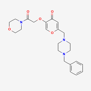 molecular formula C23H29N3O5 B2893933 2-((4-benzylpiperazin-1-yl)methyl)-5-(2-morpholino-2-oxoethoxy)-4H-pyran-4-one CAS No. 898455-42-0