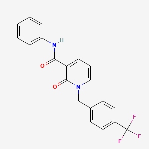 molecular formula C20H15F3N2O2 B2893943 2-oxo-N-Phenyl-1-(4-(trifluoromethyl)benzyl)-1,2-dihydro-3-pyridinecarboxamide CAS No. 338781-67-2
