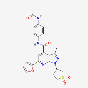 molecular formula C24H23N5O5S B2893946 N-(4-acetamidophenyl)-1-(1,1-dioxidotetrahydrothiophen-3-yl)-6-(furan-2-yl)-3-methyl-1H-pyrazolo[3,4-b]pyridine-4-carboxamide CAS No. 1105207-84-8