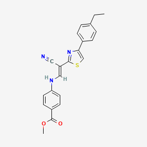 molecular formula C22H19N3O2S B2893950 (E)-methyl 4-((2-cyano-2-(4-(4-ethylphenyl)thiazol-2-yl)vinyl)amino)benzoate CAS No. 1021263-17-1
