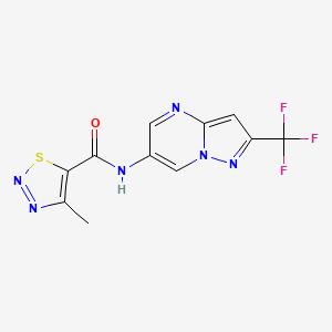 molecular formula C11H7F3N6OS B2893953 4-methyl-N-(2-(trifluoromethyl)pyrazolo[1,5-a]pyrimidin-6-yl)-1,2,3-thiadiazole-5-carboxamide CAS No. 2034619-91-3
