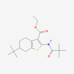 molecular formula C20H31NO3S B289396 Ethyl 6-tert-butyl-2-[(2,2-dimethylpropanoyl)amino]-4,5,6,7-tetrahydro-1-benzothiophene-3-carboxylate 