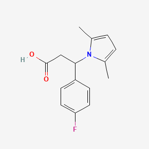 molecular formula C15H16FNO2 B2893967 3-(2,5-二甲基-1H-吡咯-1-基)-3-(4-氟苯基)丙酸 CAS No. 866040-75-7