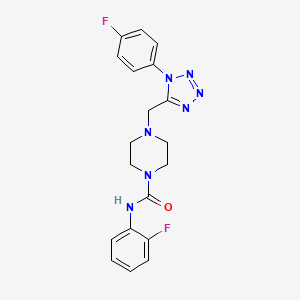 molecular formula C19H19F2N7O B2893968 N-(2-fluorophenyl)-4-((1-(4-fluorophenyl)-1H-tetrazol-5-yl)methyl)piperazine-1-carboxamide CAS No. 1040652-51-4