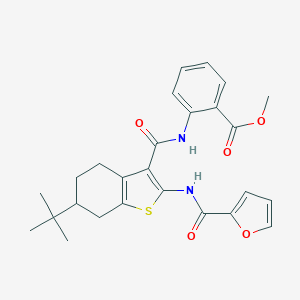 molecular formula C26H28N2O5S B289397 Methyl 2-({[6-tert-butyl-2-(2-furoylamino)-4,5,6,7-tetrahydro-1-benzothien-3-yl]carbonyl}amino)benzoate 