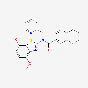 molecular formula C26H25N3O3S B2893971 N-(4,7-二甲氧基苯并[d]噻唑-2-基)-N-(吡啶-2-基甲基)-5,6,7,8-四氢萘-2-甲酰胺 CAS No. 923088-73-7