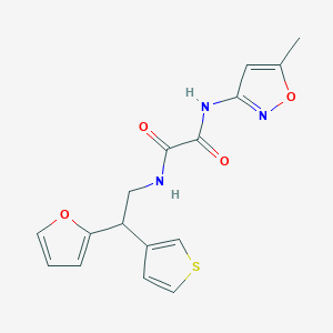 molecular formula C16H15N3O4S B2893977 N'-[2-(furan-2-yl)-2-(thiophen-3-yl)ethyl]-N-(5-methyl-1,2-oxazol-3-yl)ethanediamide CAS No. 2097921-15-6