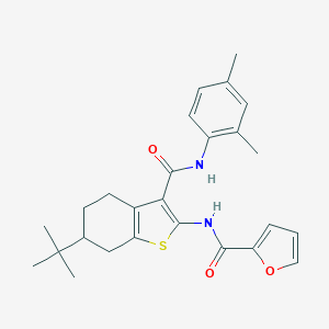 molecular formula C26H30N2O3S B289398 N-(6-tert-butyl-3-{[(2,4-dimethylphenyl)amino]carbonyl}-4,5,6,7-tetrahydro-1-benzothien-2-yl)-2-furamide 