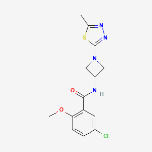 molecular formula C14H15ClN4O2S B2893981 5-Chloro-2-methoxy-N-[1-(5-methyl-1,3,4-thiadiazol-2-yl)azetidin-3-yl]benzamide CAS No. 2415555-39-2