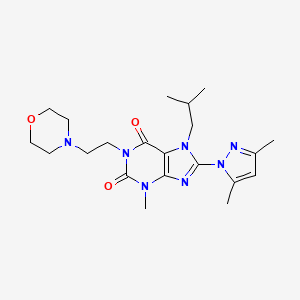 molecular formula C21H31N7O3 B2893985 8-(3,5-dimethyl-1H-pyrazol-1-yl)-7-isobutyl-3-methyl-1-(2-morpholinoethyl)-1H-purine-2,6(3H,7H)-dione CAS No. 1014030-98-8