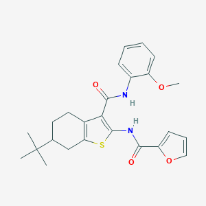 molecular formula C25H28N2O4S B289399 N-(6-tert-butyl-3-{[(2-methoxyphenyl)amino]carbonyl}-4,5,6,7-tetrahydro-1-benzothien-2-yl)-2-furamide 