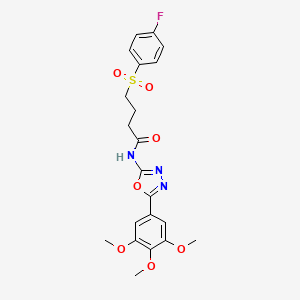 molecular formula C21H22FN3O7S B2893994 4-((4-氟苯基)磺酰基)-N-(5-(3,4,5-三甲氧苯基)-1,3,4-恶二唑-2-基)丁酰胺 CAS No. 941907-28-4