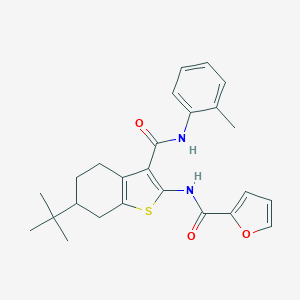 molecular formula C25H28N2O3S B289400 N-[6-tert-butyl-3-(2-toluidinocarbonyl)-4,5,6,7-tetrahydro-1-benzothien-2-yl]-2-furamide 