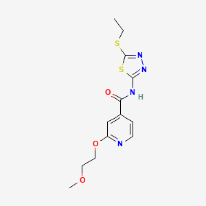 molecular formula C13H16N4O3S2 B2894000 N-(5-(乙硫基)-1,3,4-噻二唑-2-基)-2-(2-甲氧基乙氧基)异烟酰胺 CAS No. 2034389-62-1